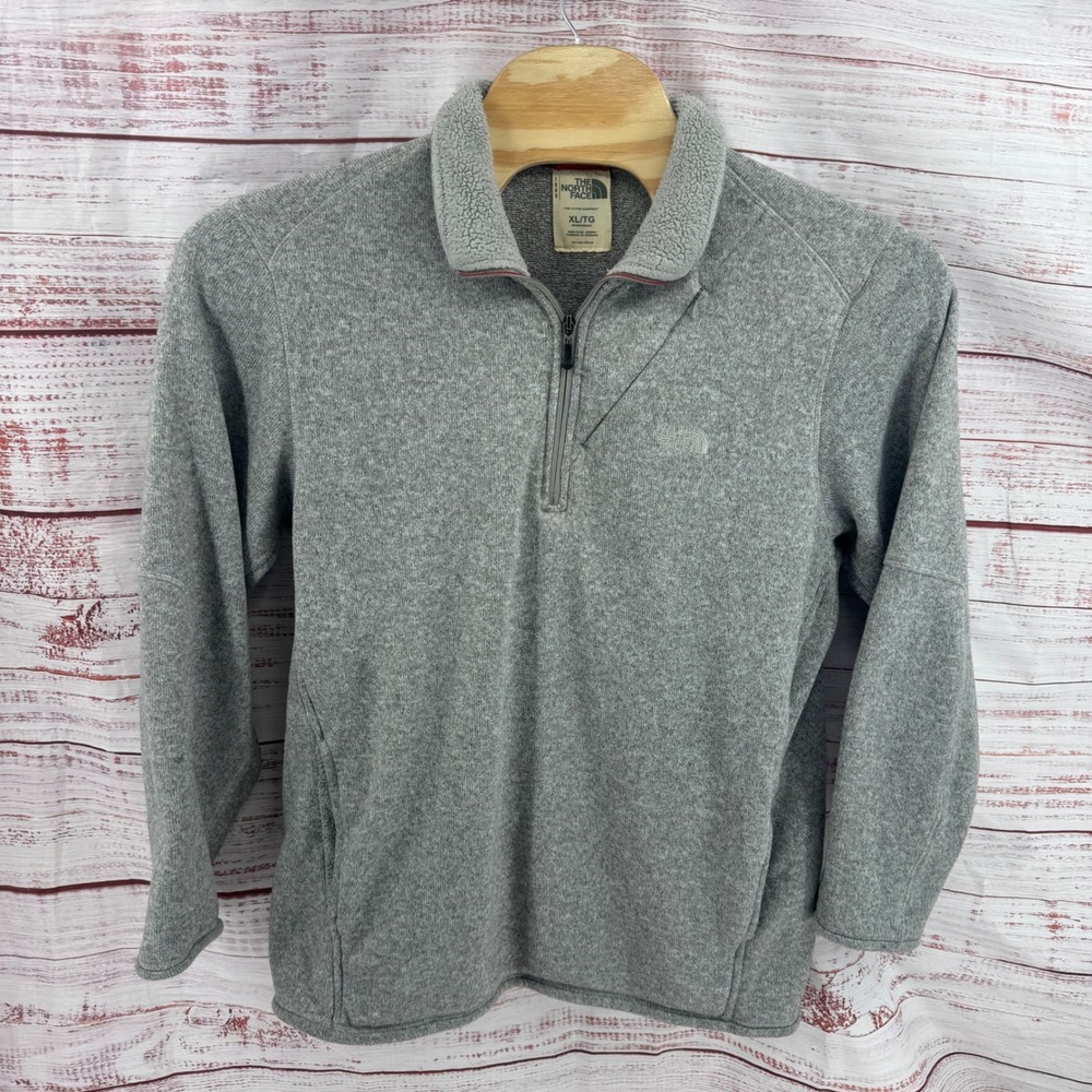 The North Face Sweater Mens XL Gordon Lyons 1/4 Zip Fleece Pullover Grey